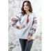 Embroidered blouse "Journey of Rose" Red on White